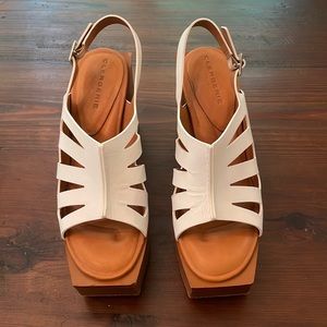 Robert Clergerie platform sandals, white leather, size 39.5